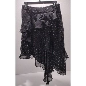 Bailey/44 Womens Black Polka Dot Asymmetric Ruffle Tiered Skirt Size 30" Waist